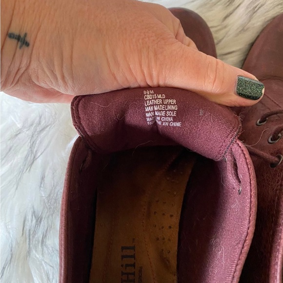 Cobb Hill Aria lace up ankle boot, distressed leather, Merlot red, size 8.5 - Picture 6 of 10